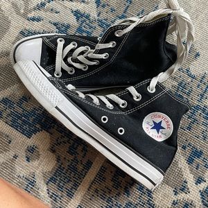 Black converse hi top shoes, women’s size 5.5
